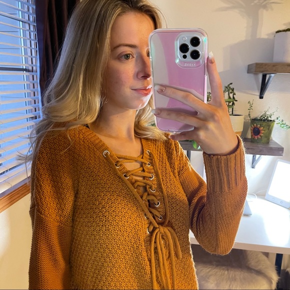 SOLD Charlotte Russe Mustard Knit Sweater - Picture 4 of 9
